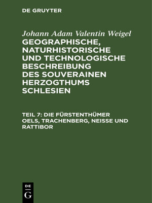 cover image of Die Fürstenthümer Oels, Trachenberg, Neiße und Rattibor